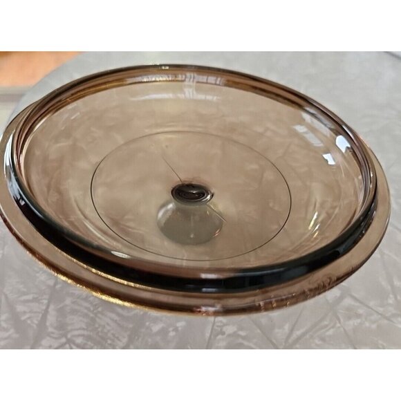 Pyrex Visions & Fireside V-1-C Amber Lid 6.5" small brown round glass top - Picture 8 of 8